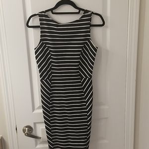 Black and White Fitted Dress